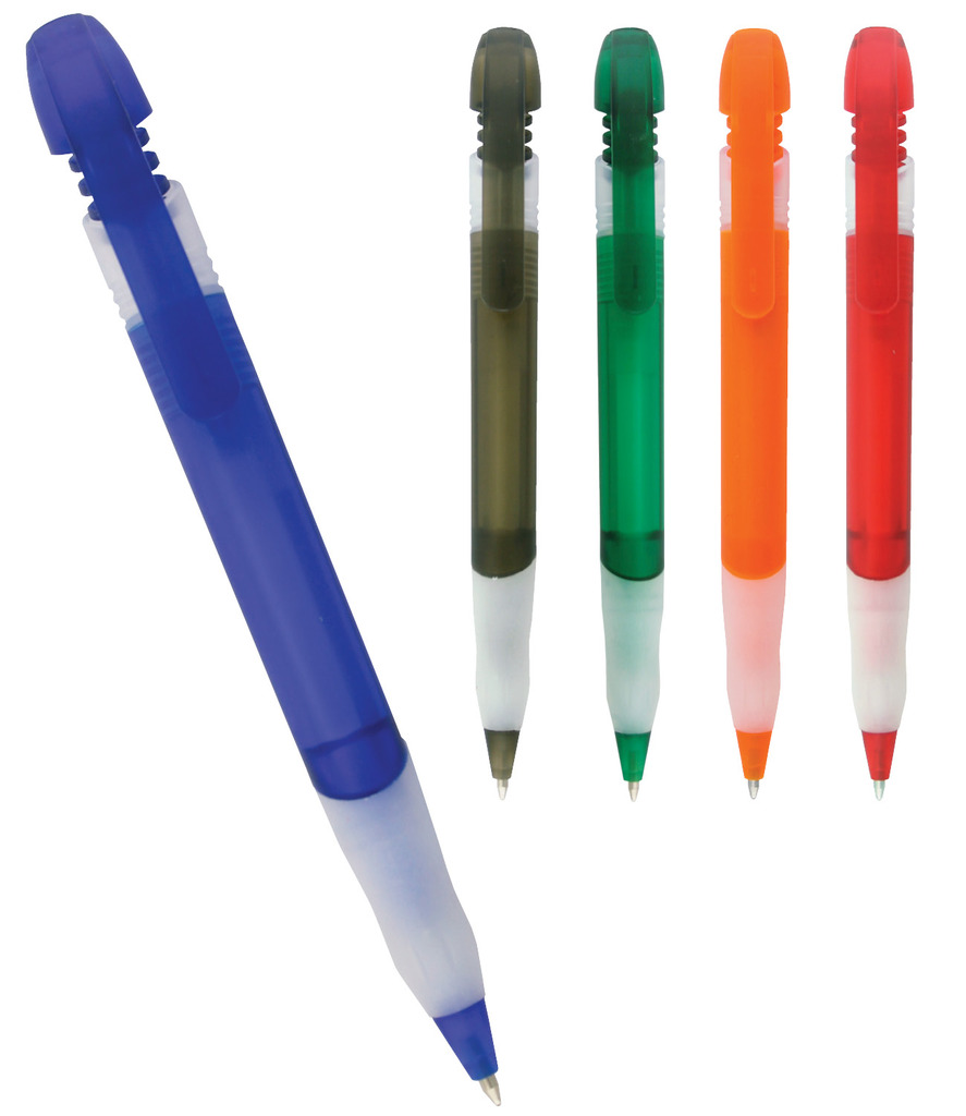 Plastic Pen Frosted Barrel And Silicone Grip Tornado