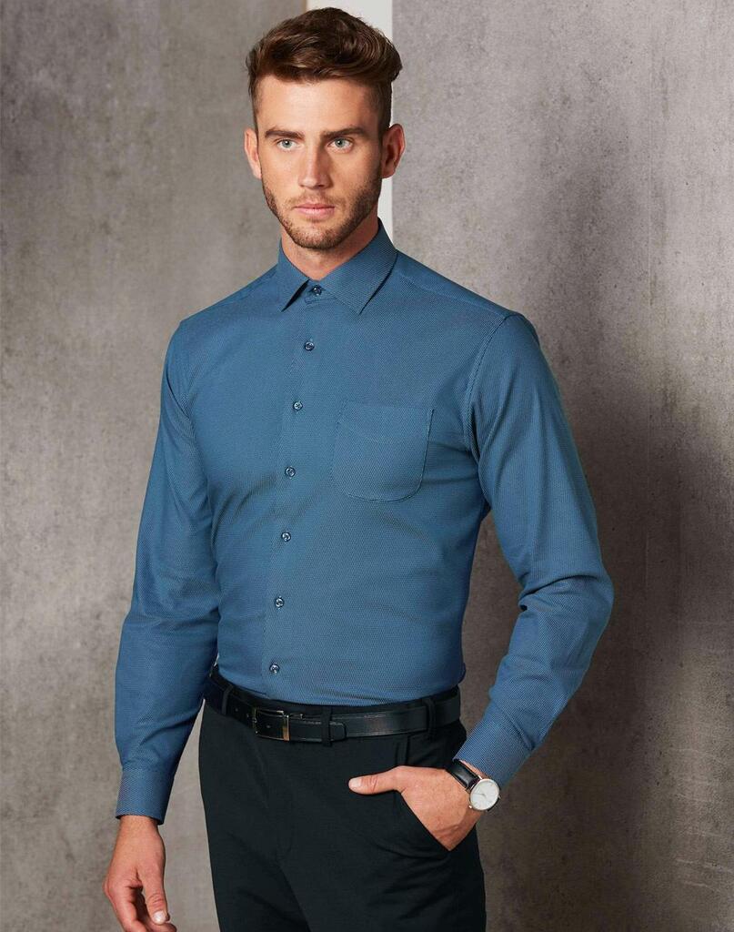 Men's Pin Dot Stretch L/S Shirt