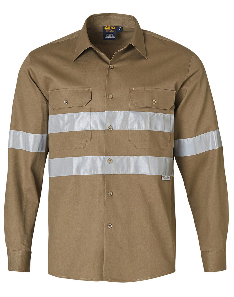 Cotton Drill Long Sleeve Work Shirt With 3M Tapes