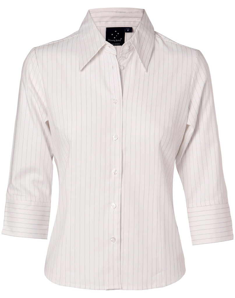 Ladies' 3/4 Sleeve Stretch Stripe Shirt