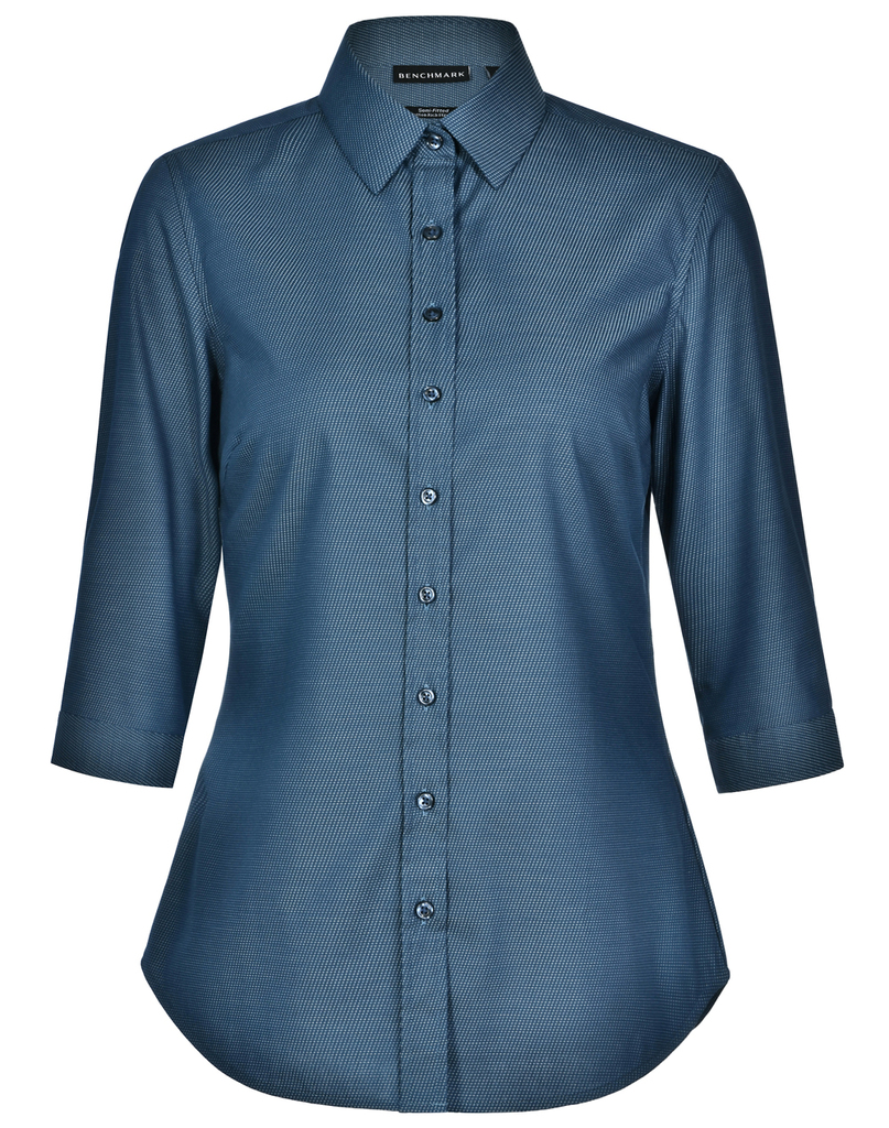 Ladies' Pin Dot Stretch 3/4 Sleeve Shirt