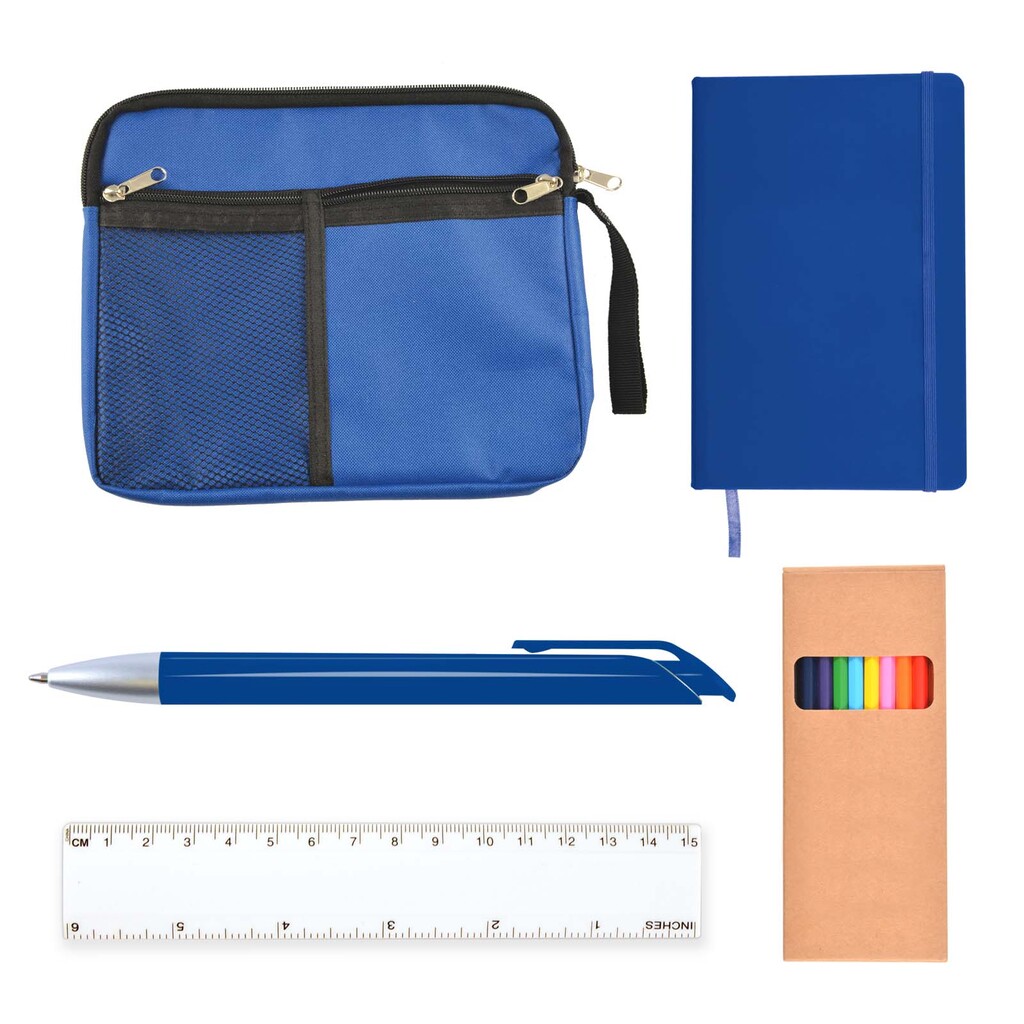Back To School Kit - Malibu Pouch, Argos Notebook, Virgo Pen, Ruler, Pencils 