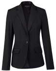 Ladies' Wool Blend Stretch One Button Cropped Jacket