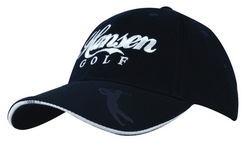 Brushed Heavy Cotton Golf Cap With Golfer Embossed On Peak