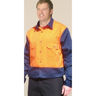Hi-Vis Cotton Drill Shirt with Long Sleeve 