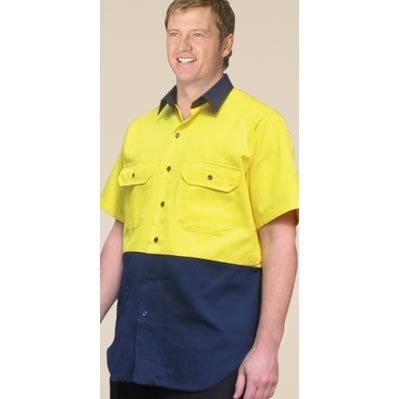 Hi-Vis Cotton Drill Shirt with Short Sleeve 