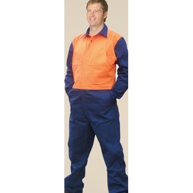 High Visibility Action Back Coverall In Heavy Cotton, Pre-shrunk Drill 