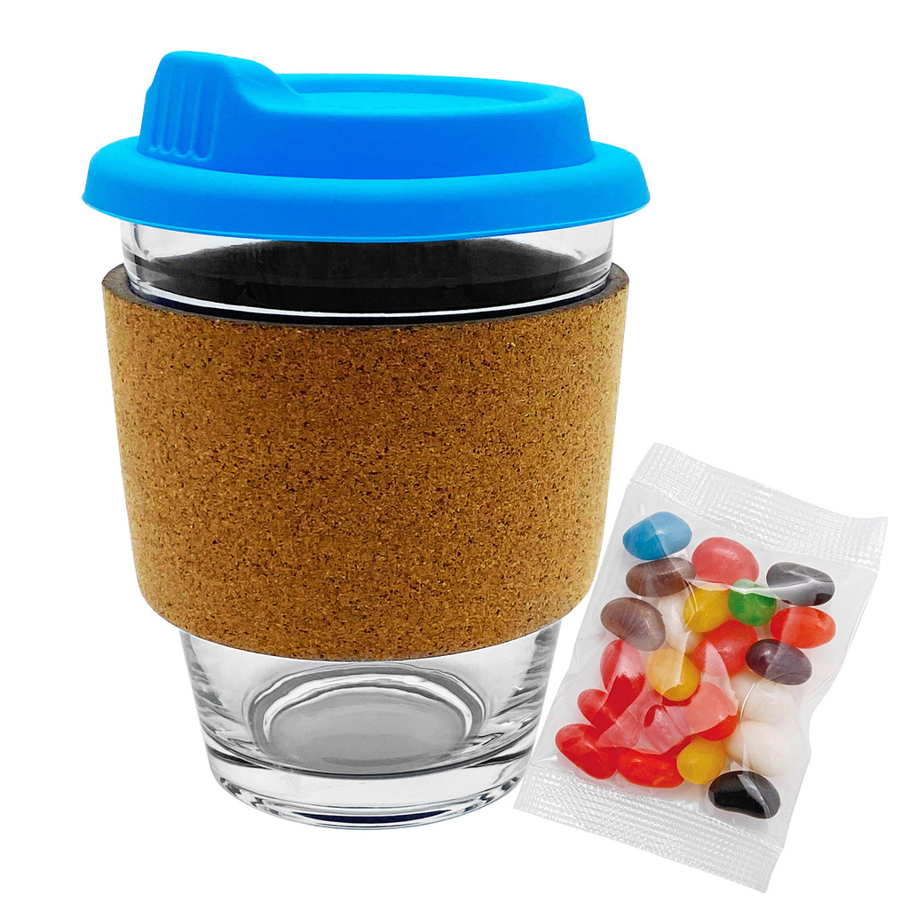 Jelly Bean In Cork Band Glass Coffee Cup