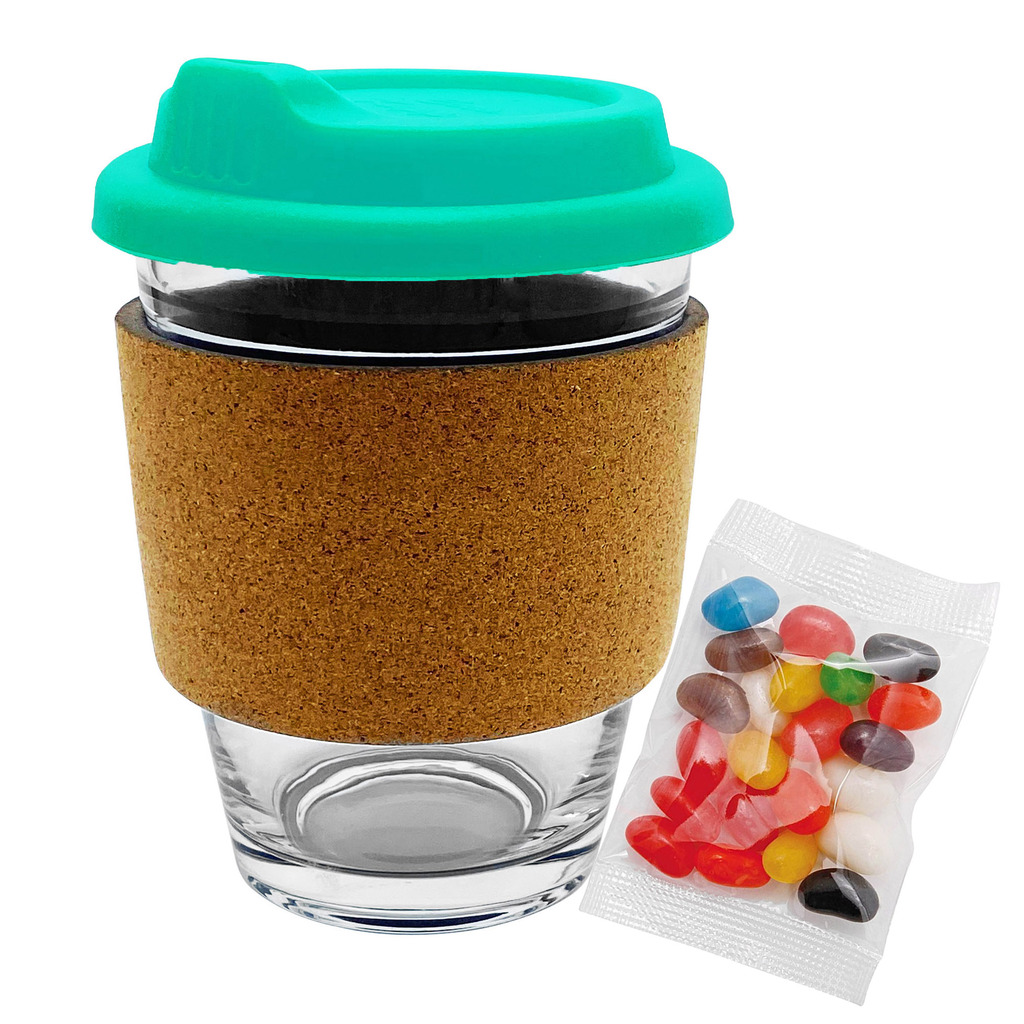 Jelly Bean In Cork Band Glass Coffee Cup