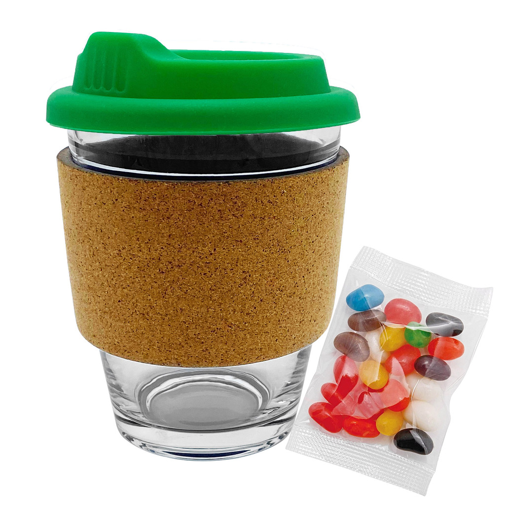 Jelly Bean In Cork Band Glass Coffee Cup