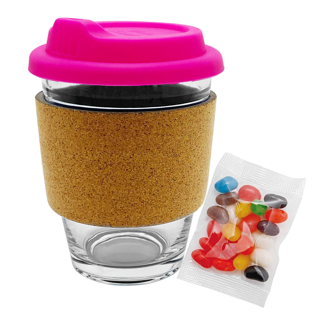 Jelly Bean In Cork Band Glass Coffee Cup