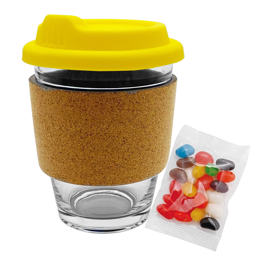 Jelly Bean In Cork Band Glass Coffee Cup