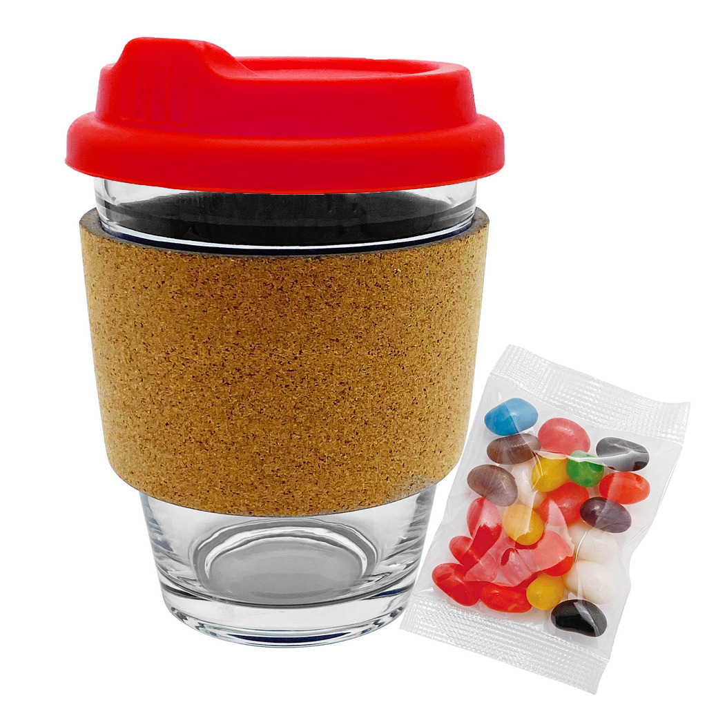 Jelly Bean In Cork Band Glass Coffee Cup