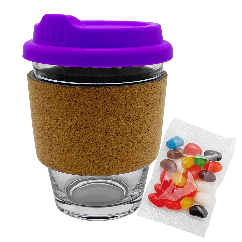 Jelly Bean In Cork Band Glass Coffee Cup