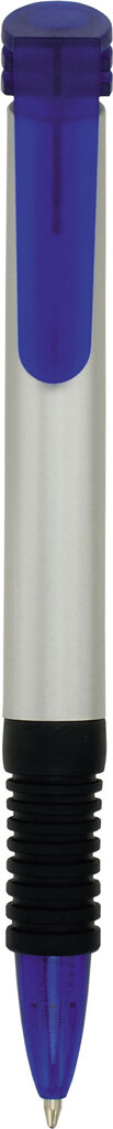 Pen Plastic Silver Barrel  Translucent Clip And Rubber Grip Euro