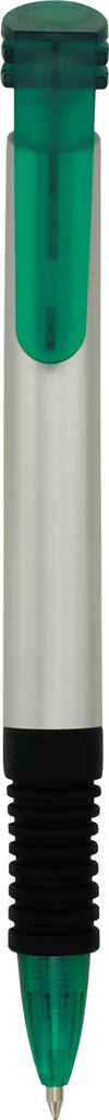 Pen Plastic Silver Barrel  Translucent Clip And Rubber Grip Euro