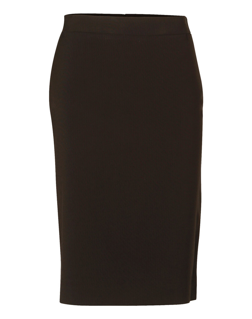 Women's Mid Length Lined Pencil Skirt In Poly/Viscose Stretch Stripe