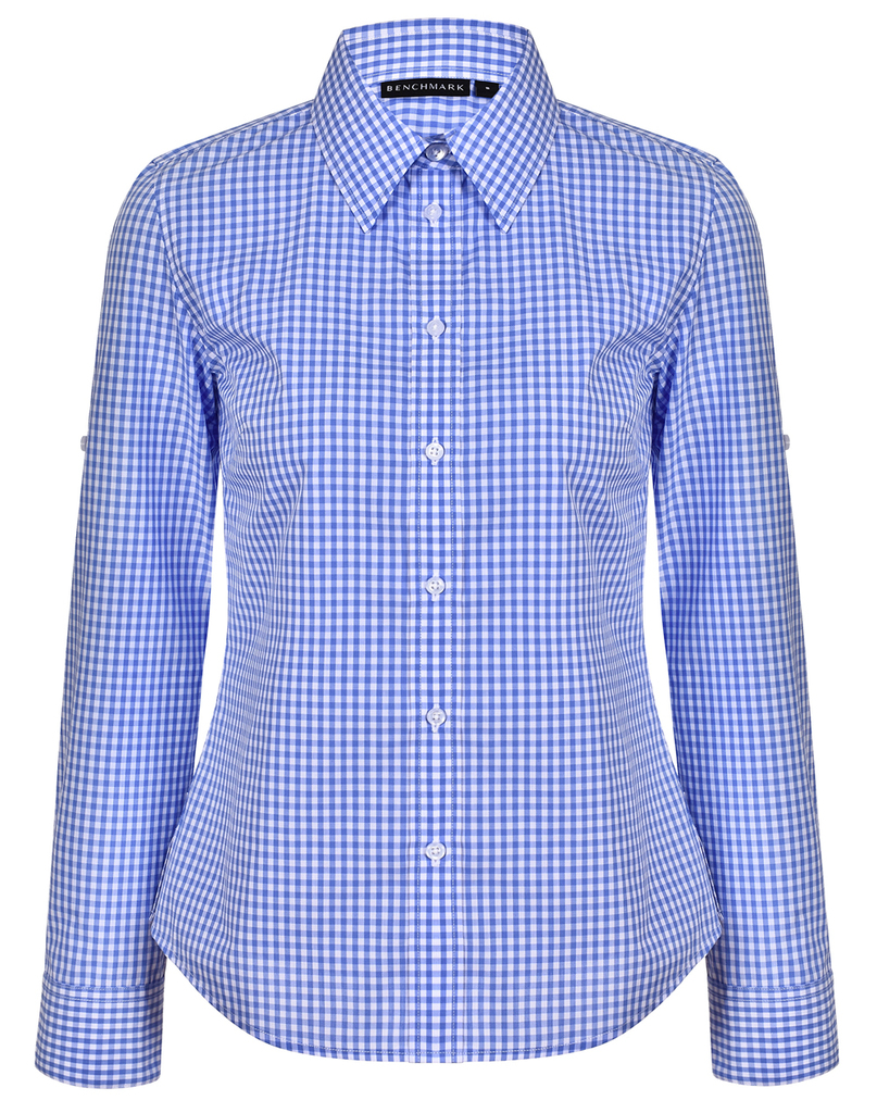 Women's Gingham Check Roll-Up L/S Shirt