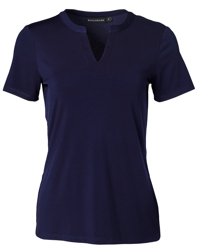 Ladies' V-Neck With Tab S/S Knit Top
