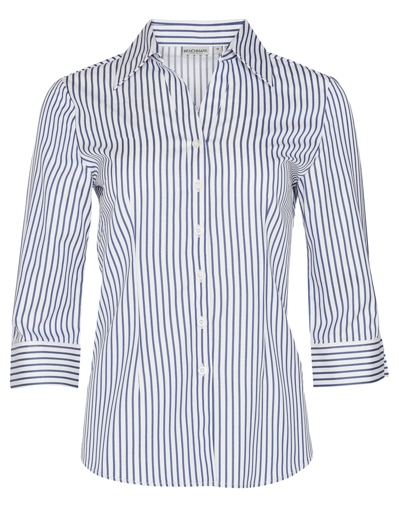 Women's Sateen Stripe 3/4 Sleeve Shirt