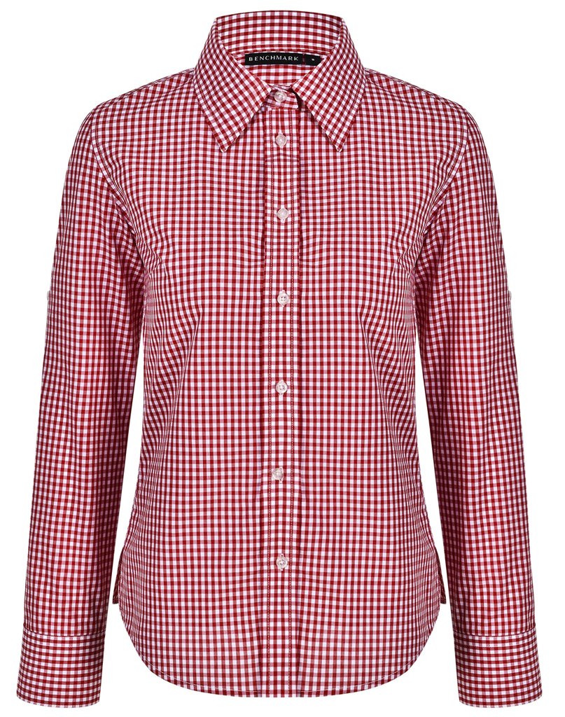 Women's Gingham Check Roll-Up L/S Shirt