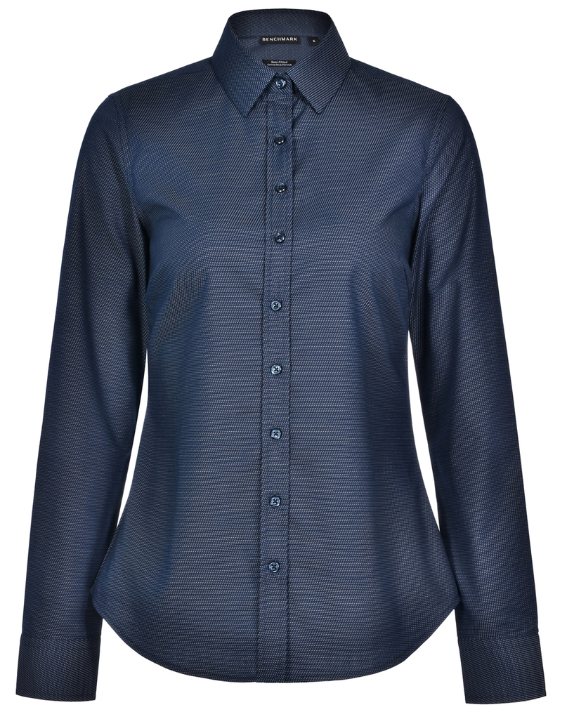 Ladies' Pin Dot Stretch L/S Shirt