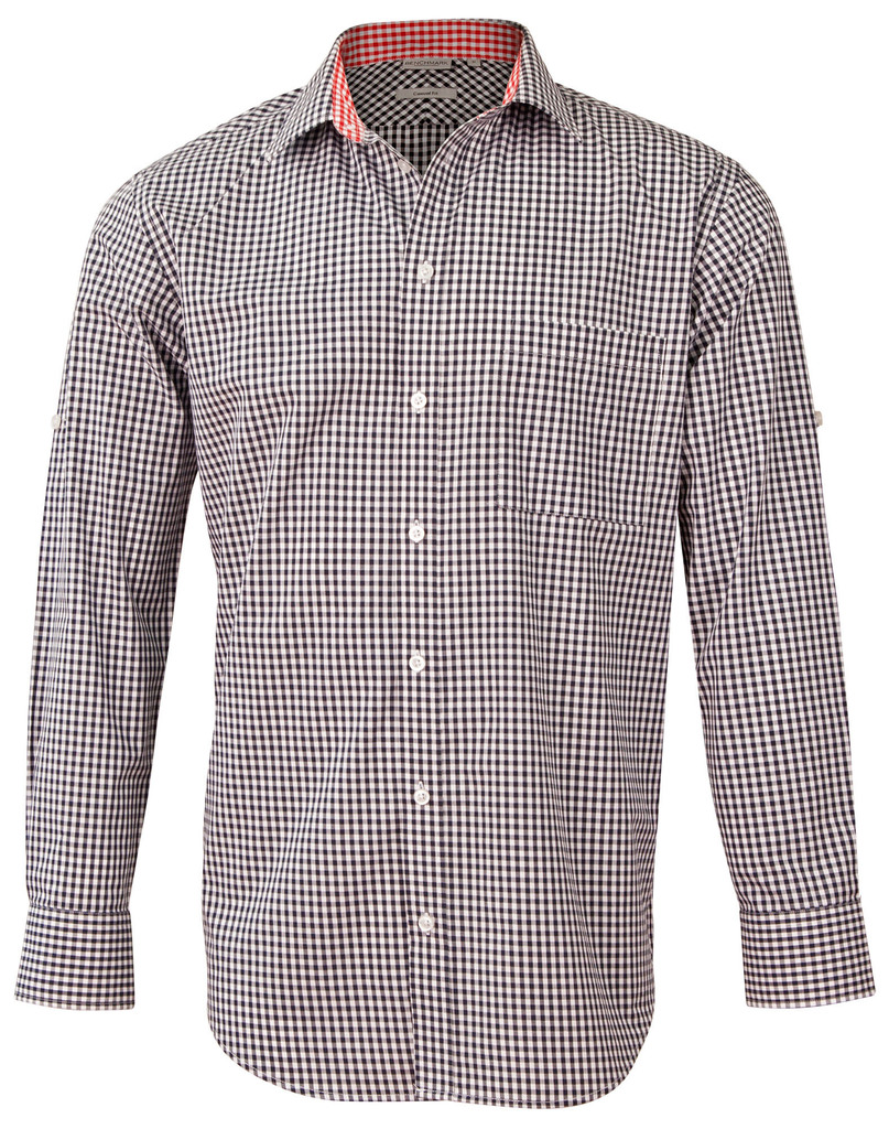 Men's Gingham Check Roll-Up L/S Shirt