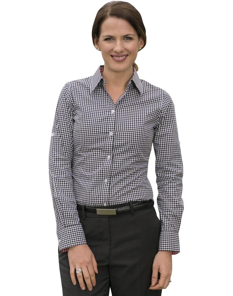 Women's Gingham Check Roll-Up L/S Shirt