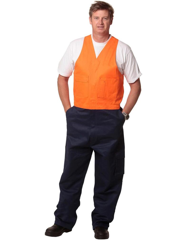 Hi-His Two Tone Men's Cotton Drill Action Back Overall-Regular