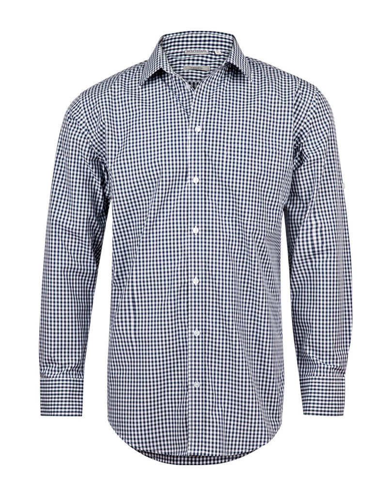 Men's Gingham Check Roll-Up L/S Shirt