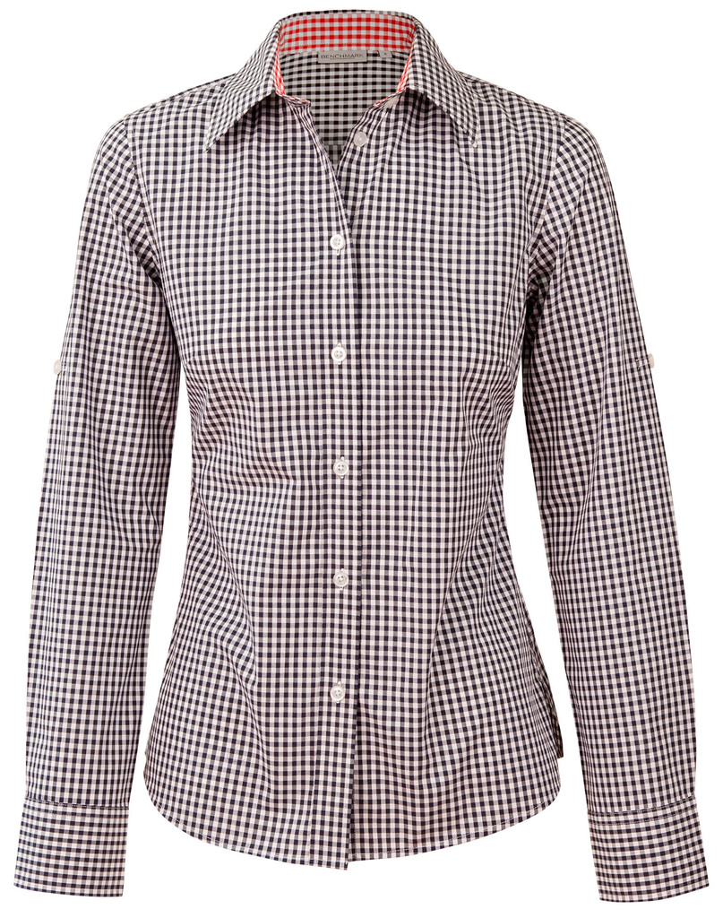 Women's Gingham Check Roll-Up L/S Shirt