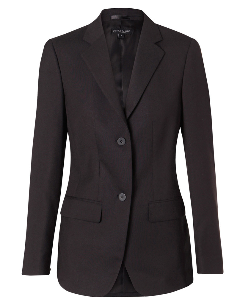 Women's Two Buttons Mid Length Jacket In Poly/Viscose Stretch