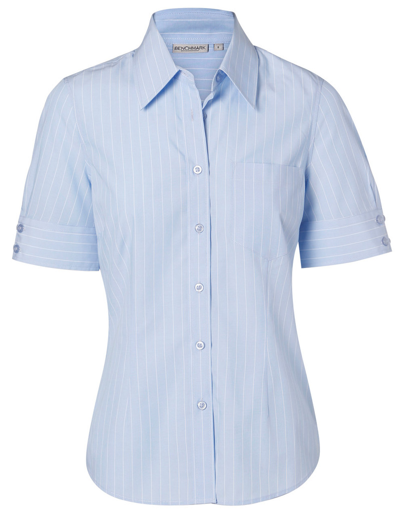 Women's Pin Stripe Short Sleeve Shirt