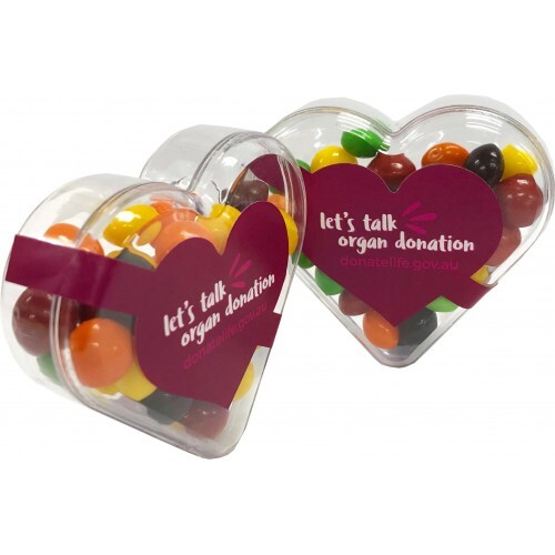 Acrylic Heart filled with Skittles 50g