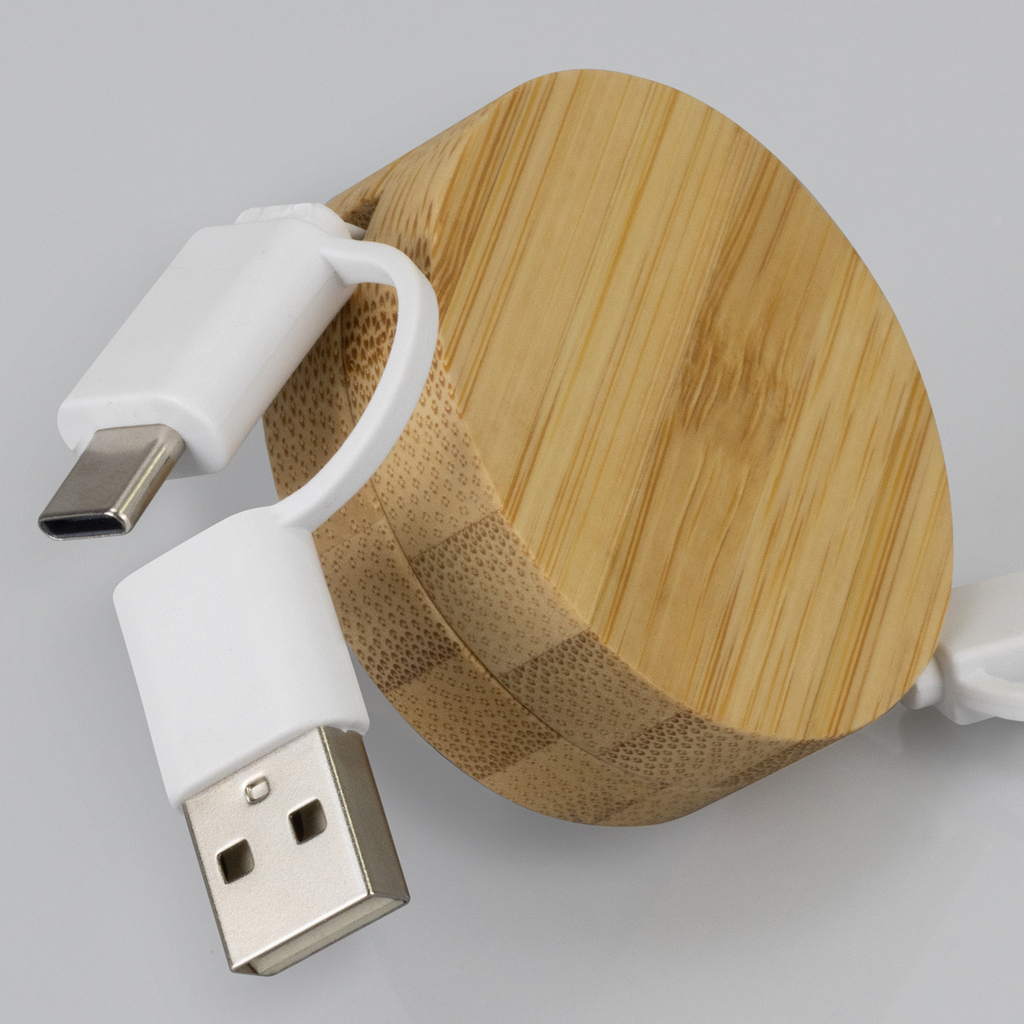 Bamboo Retractable Charging Cable