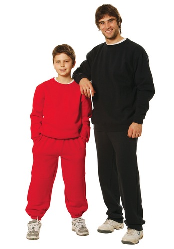 Kid's Fleecy Trackpants With Zip, Cuffs And Knee Padding