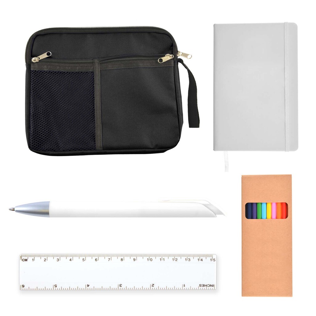 Back To School Kit - Malibu Pouch, Argos Notebook, Virgo Pen, Ruler, Pencils 