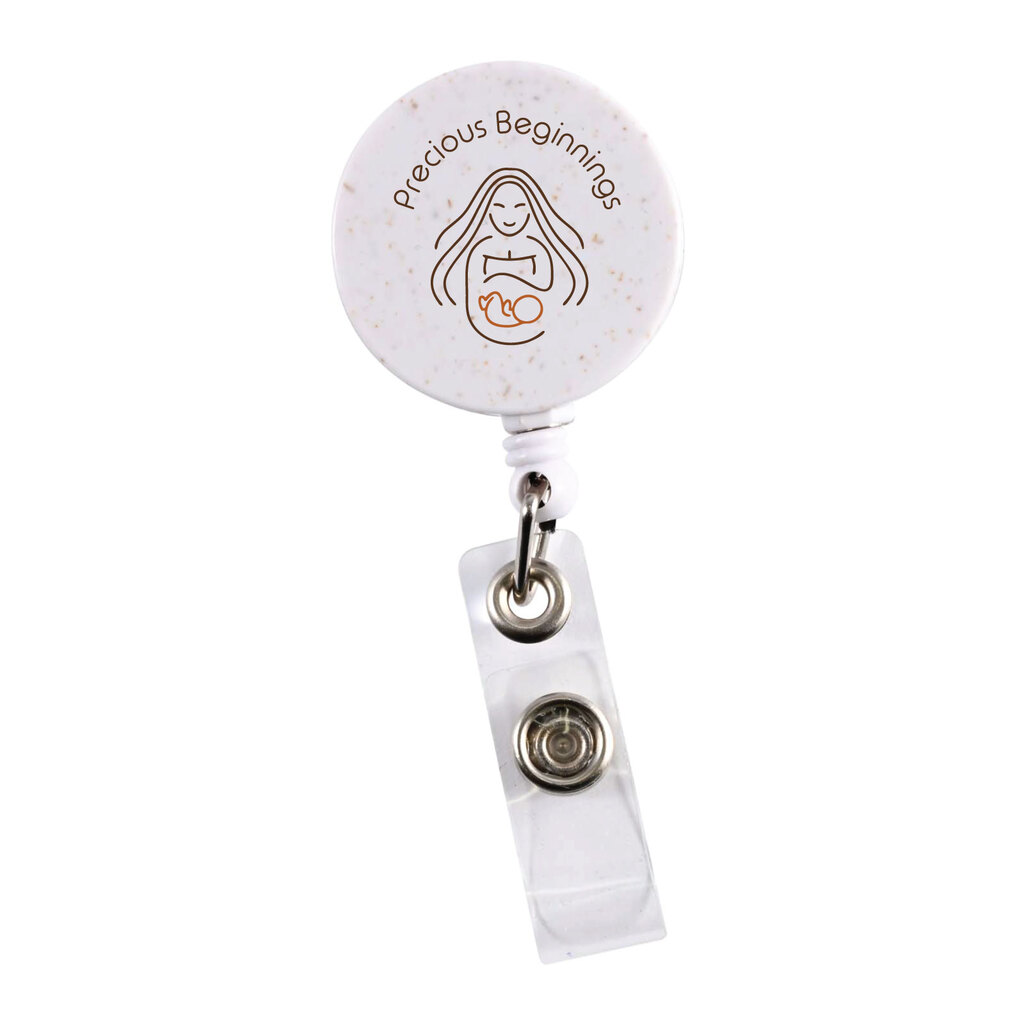 Retractable Badge Holder Wheat Straw