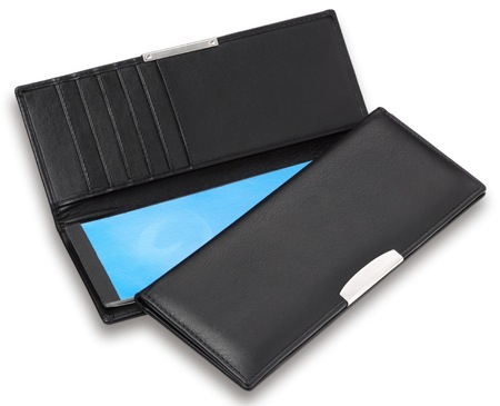 Executive Cheque Book Wallet With Silver Trim