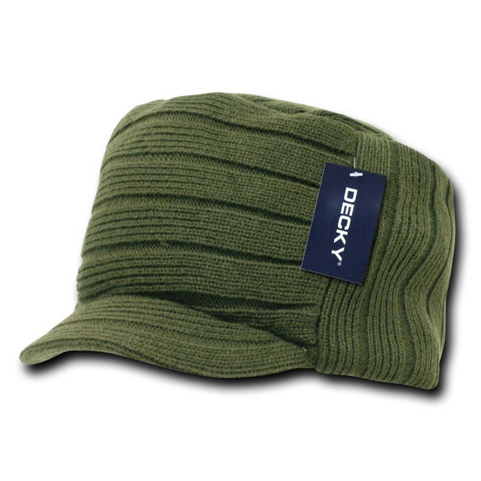 Knitted Flat Top Cap with Visor