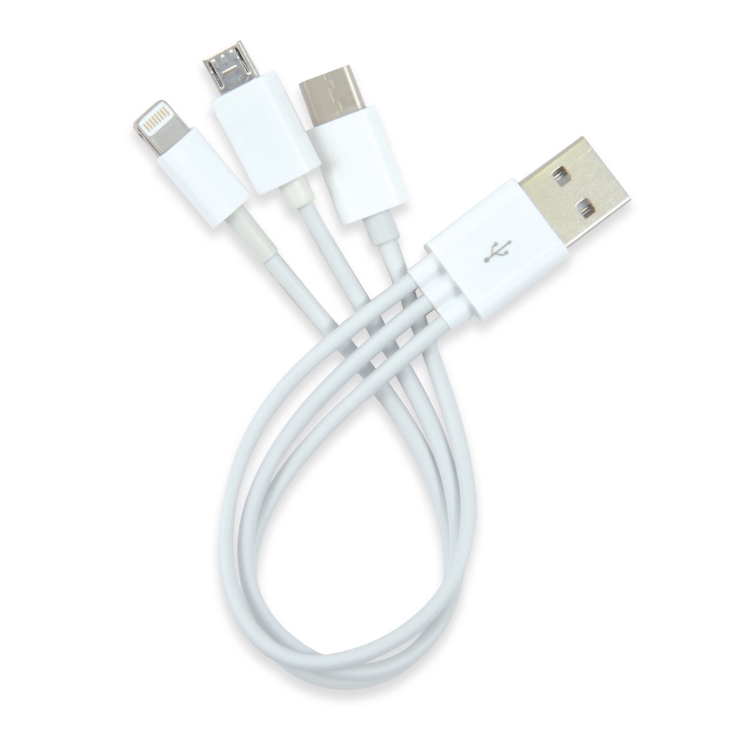 3 in 1 Combo USB Cable - Micro, 8 Pin, Type C