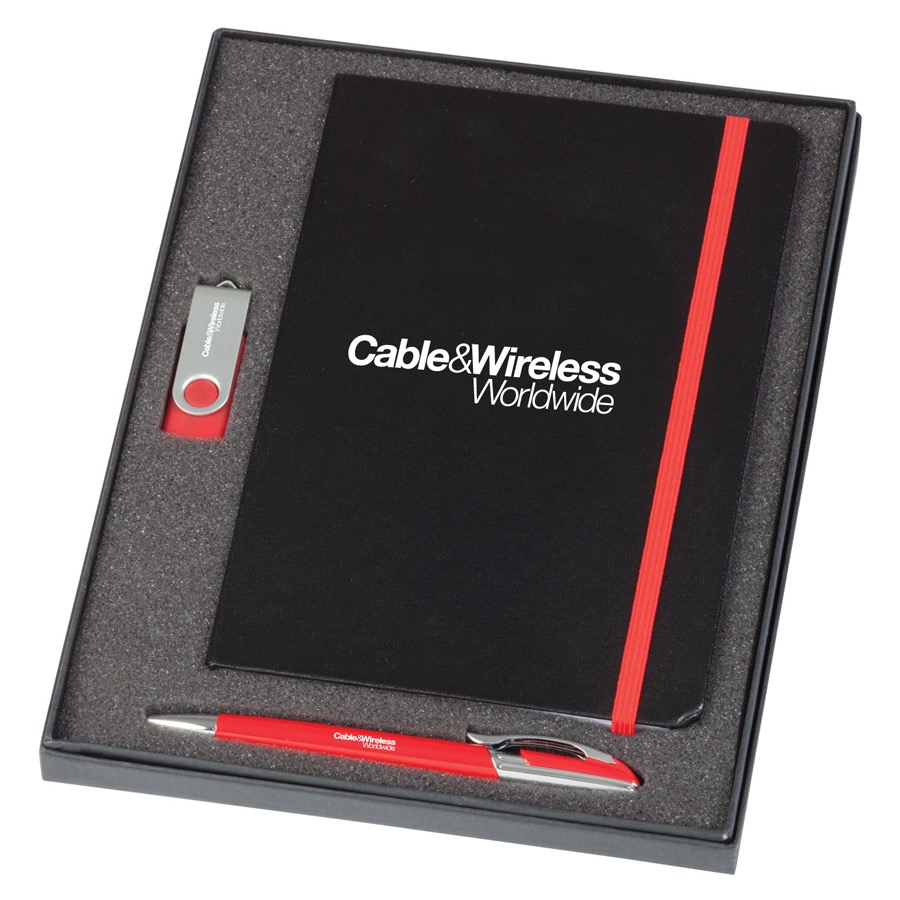 Notebook / 2 GB Swivel USB & Havana Pen Set 