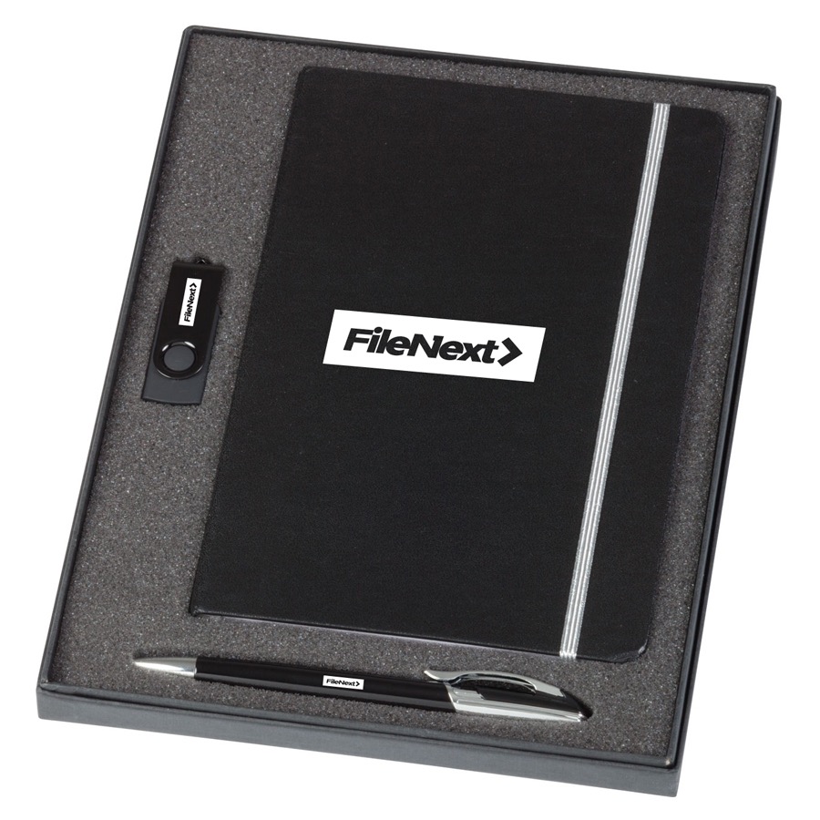 Notebook / 2 GB Swivel USB & Havana Pen Set 