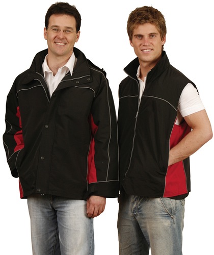 Mens 3-in-1 Jacket with Reversible Vest as Lining Jacket with contrast piping & side panels 