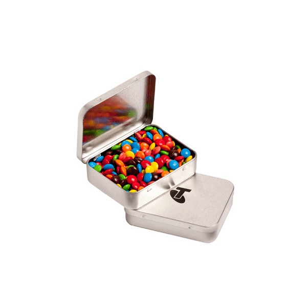 Rectangle Hinge Tin Filled with M&Ms 65G
