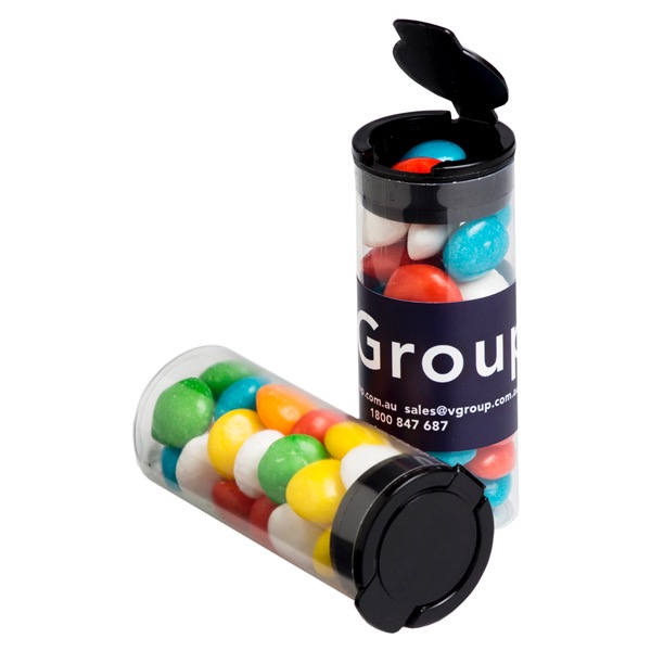Flip Lid Tube Filled with Chewy Fruits (Skittle Look Alike) 35G