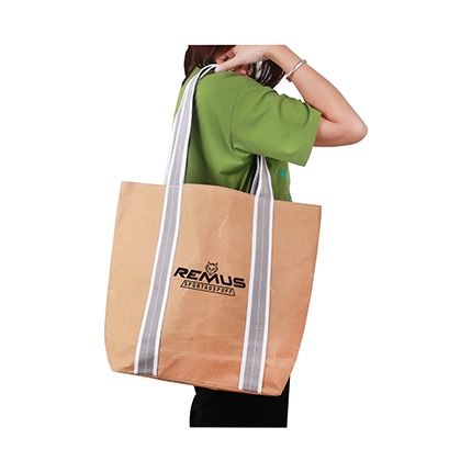 Small Washable Kraft Paper Bag With Cotton Handle