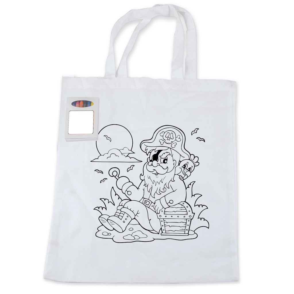 Colouring in Short Handle Cotton Tote Bag with Crayons