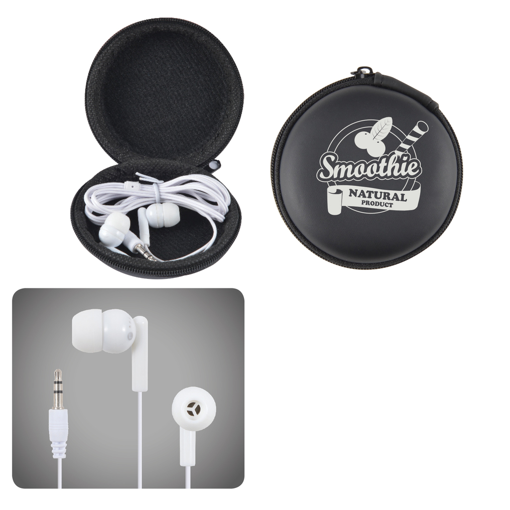 Earbud / Headphone Set in Round EVA