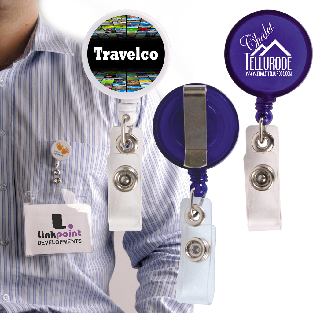 Retractable Name Badge Holder With Metal Clip Brand Promotions